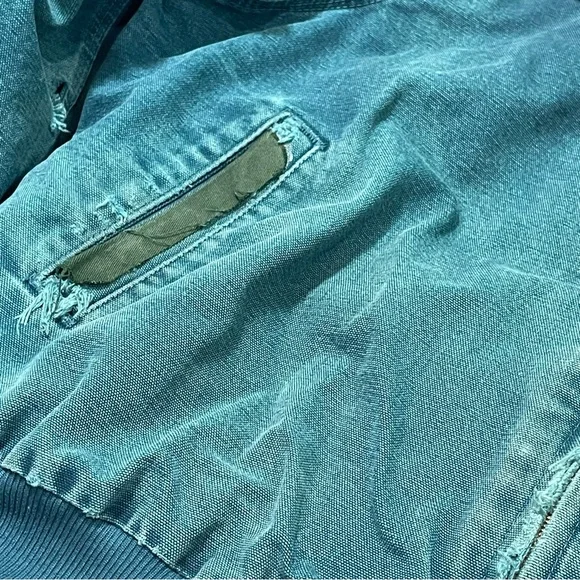 Carhartt J14DTL Dark Teal Quilted Flannel Lined Duck Santa Fe Work Jacket Large - Picture 9 of 15